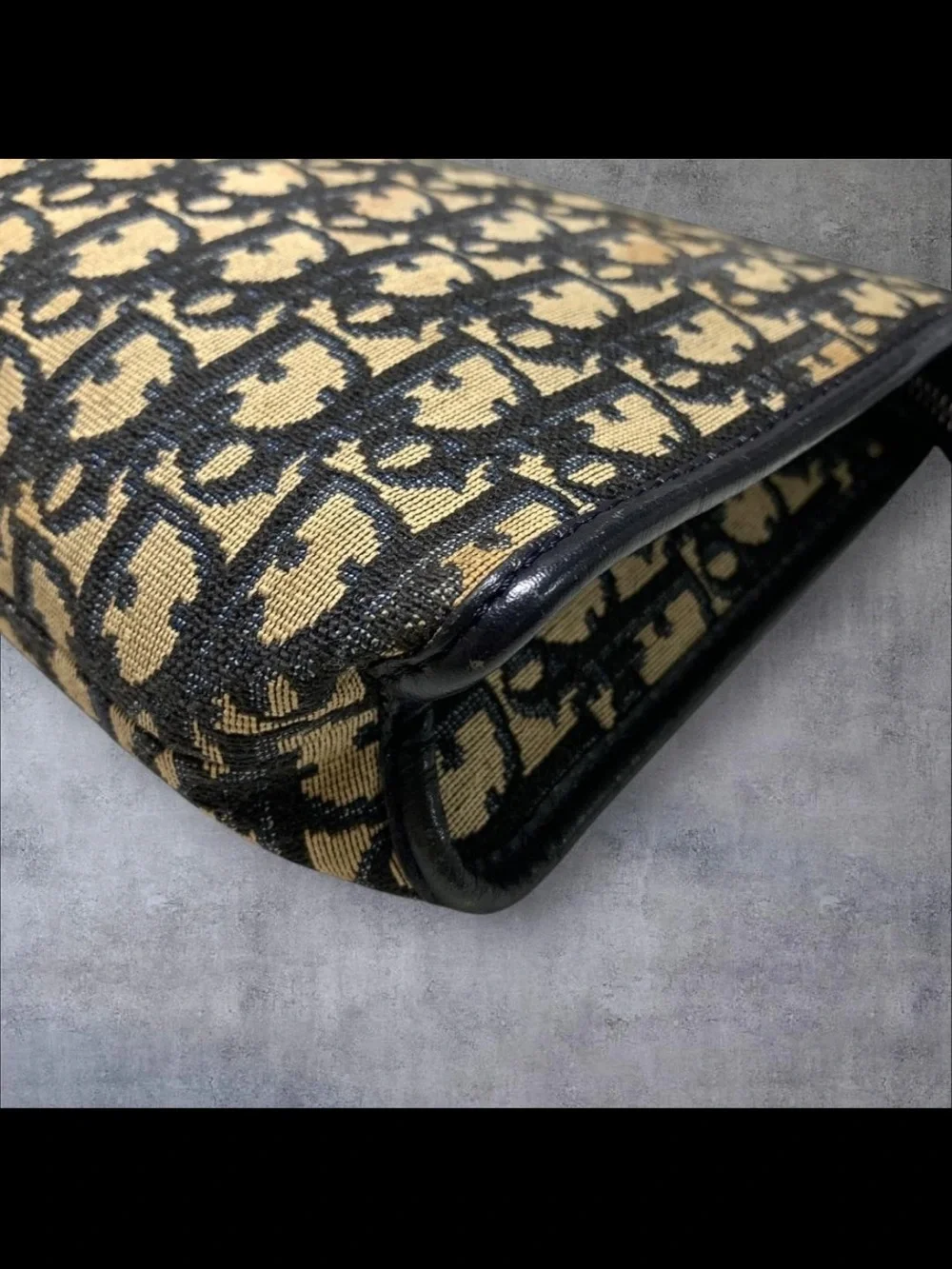 Dior Black and Tan Monogram Zip Pouch